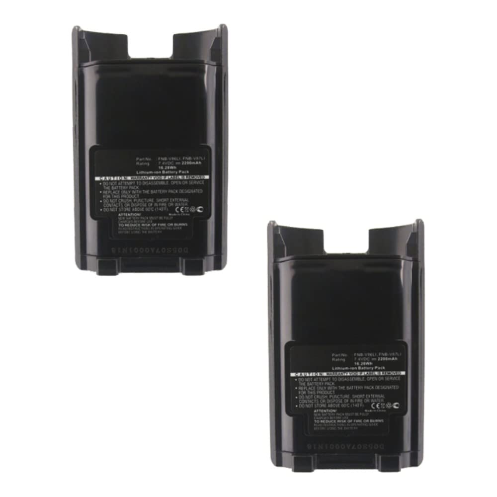 Synergy Digital 2-Way Radio Li-ion Battery Pack (7.4V, 2200mAh) - Compatible with Vertex FNB-V86 Walkie Talkie - Replacement for FNB-V86 Battery - 2-Pack with SD2W-L11382 - Ideal for Outdoor Adventures, Construction Sites & Emergency Communication