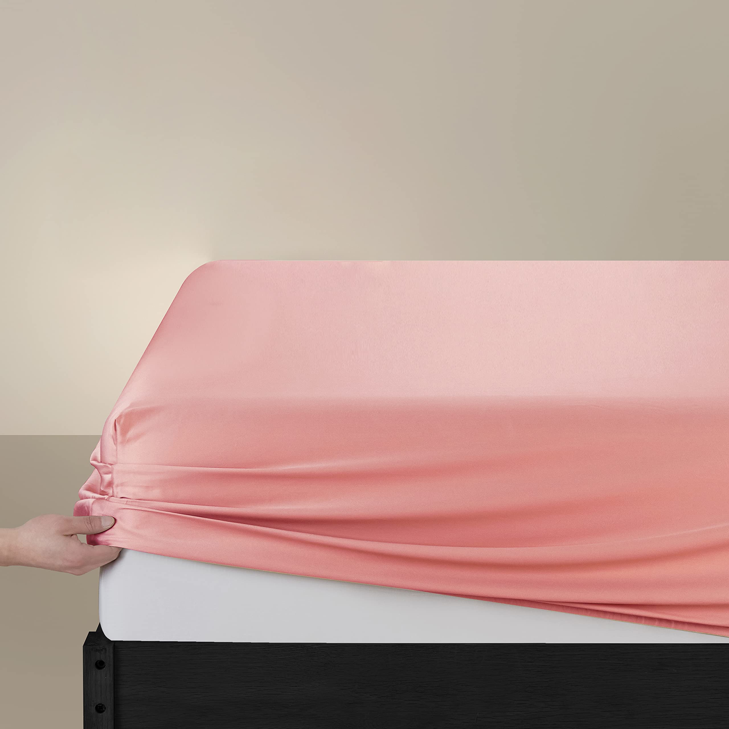 800TC 100% Pima Cotton Deep Pocket Fitted Sheet - Queen Size, Modilan Pink | Ultra Soft Luxury Bedding for Hotel-Style Comfort at Home