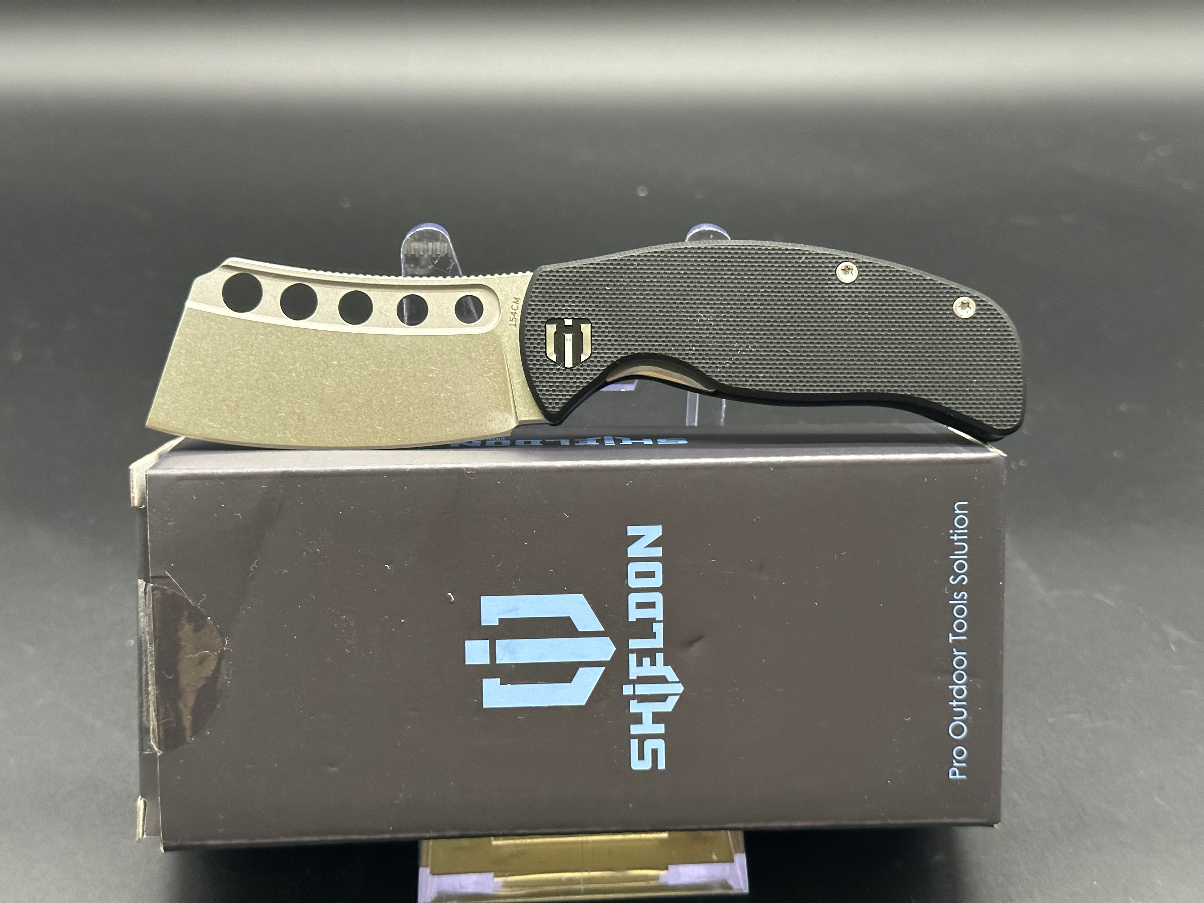 Shieldon Gambit Tactical Folding Knife - Black G10 Handle with 154CM Stainless Steel Blade - Perfect for Outdoor Camping, Hunting, and Everyday Carry (EDC)