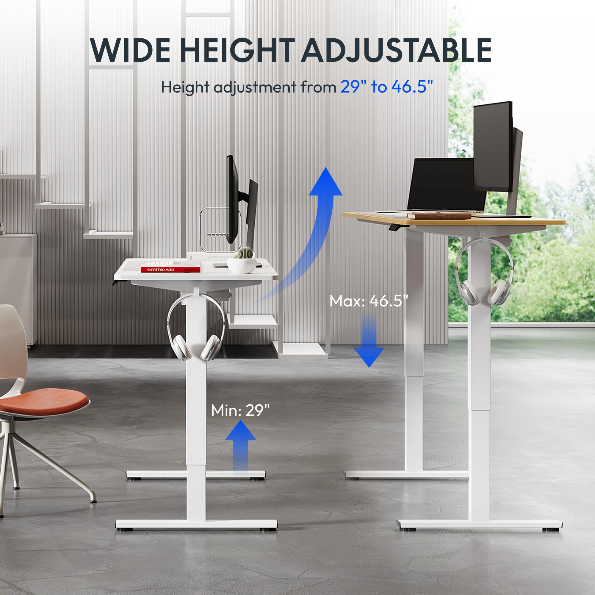 FLEXISPOT 40 x 24 Inch Adjustable Height Standing Desk - Maple Top & White Frame | Electric Sit Stand Workstation for Home Office, Gaming & Study | Ergonomic Computer Desk for Better Posture & Productivity