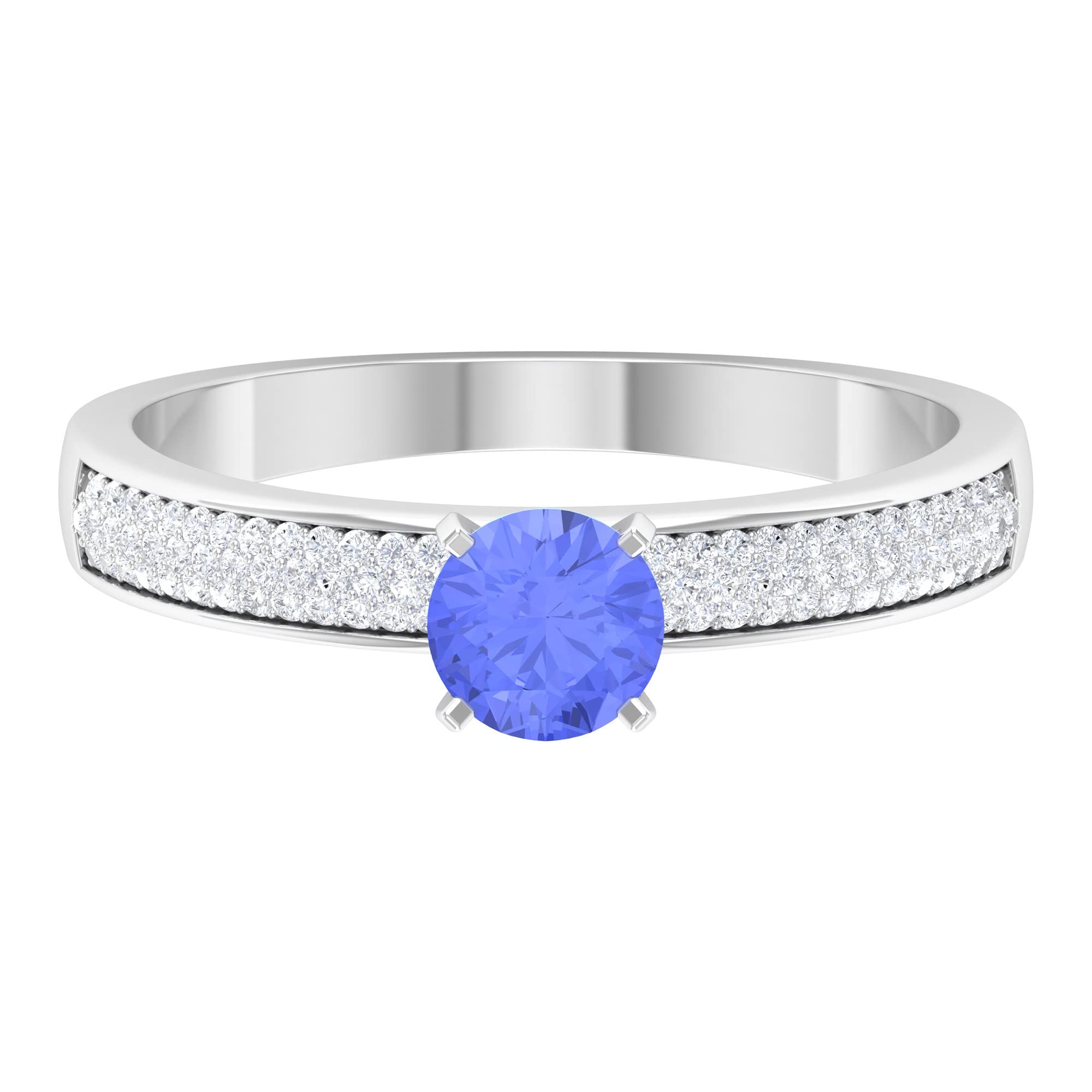 1 CT Tanzanite and Diamond Engagement Ring for Women - 14K Solid Gold Solitaire Tanzanite Ring - Perfect for Proposals, Anniversaries, and Special Occasions