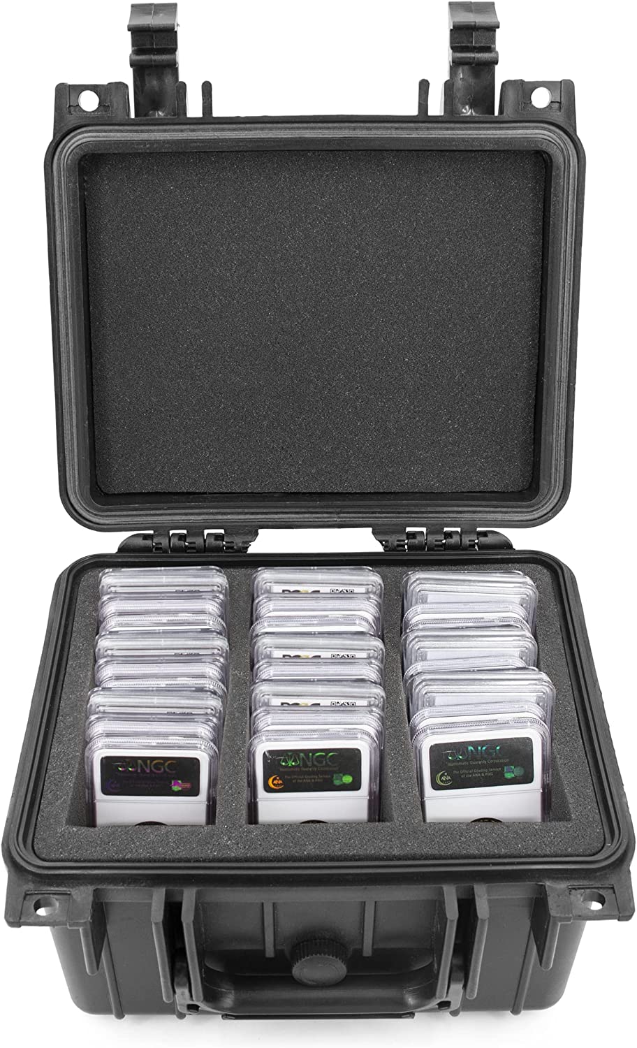 CASEMATIX Graded Coin Case for 50 PCGS or NGC Certified Coins - Waterproof Custom Coin Storage Box with Secure Holders for Coin Collectors - Perfect for Display, Protection & Organizing Valuable Coin Collections