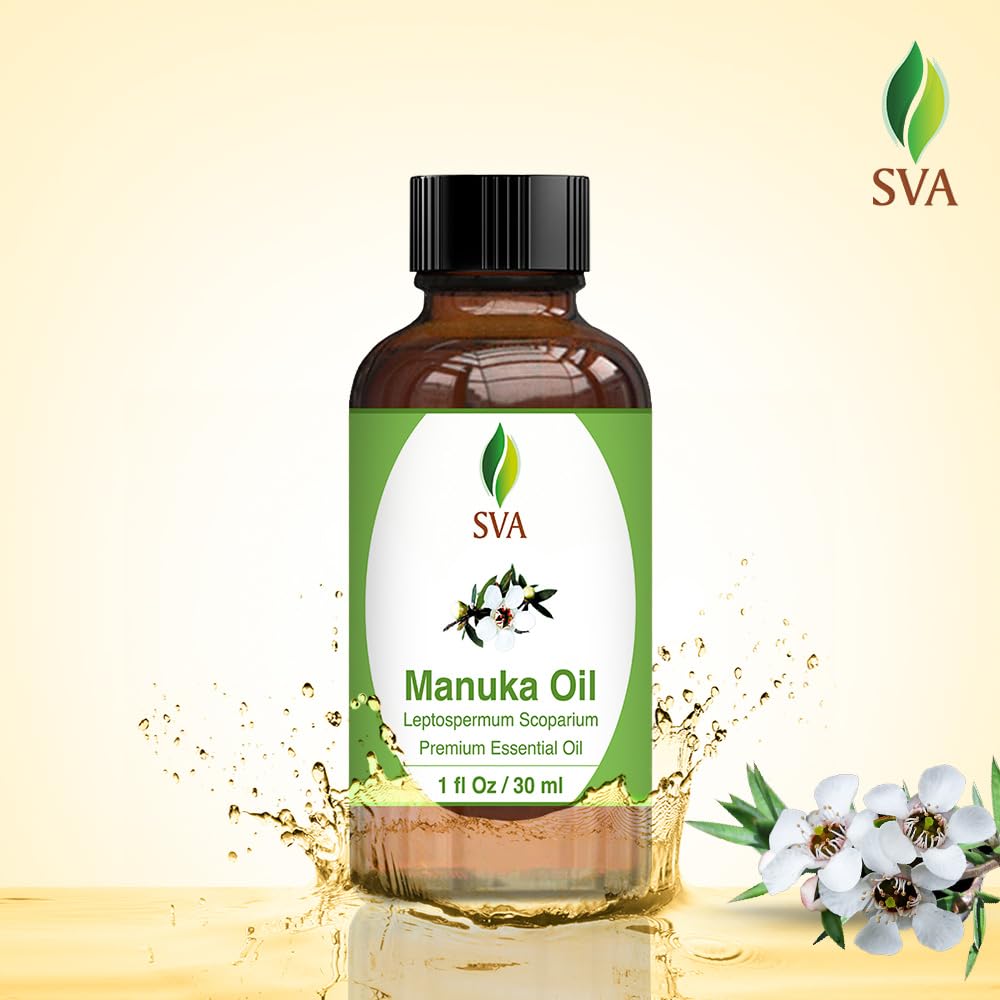 **SVA 100% Pure Manuka Essential Oil - 1 Fl Oz Natural Therapeutic Grade for Diffusers, Aromatherapy, Skin & Hair Care - Perfect for Massage, Soap Making, Candles & DIY Beauty Recipes**    *(Use for Relaxation, Stress Relief, Skincare Routine, Homemade Spa Treatments & Natural Home Fragrance)*