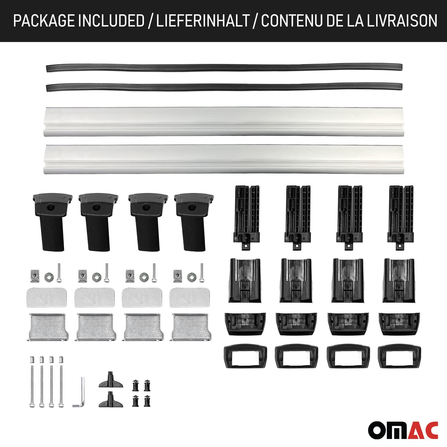 OMAC Aluminum Roof Rack Cross Bars for BMW 4 Series G22 Coupe (2021-2025) - Sleek Gray Design | Perfect for Road Trips, Ski Gear & Cargo Transport