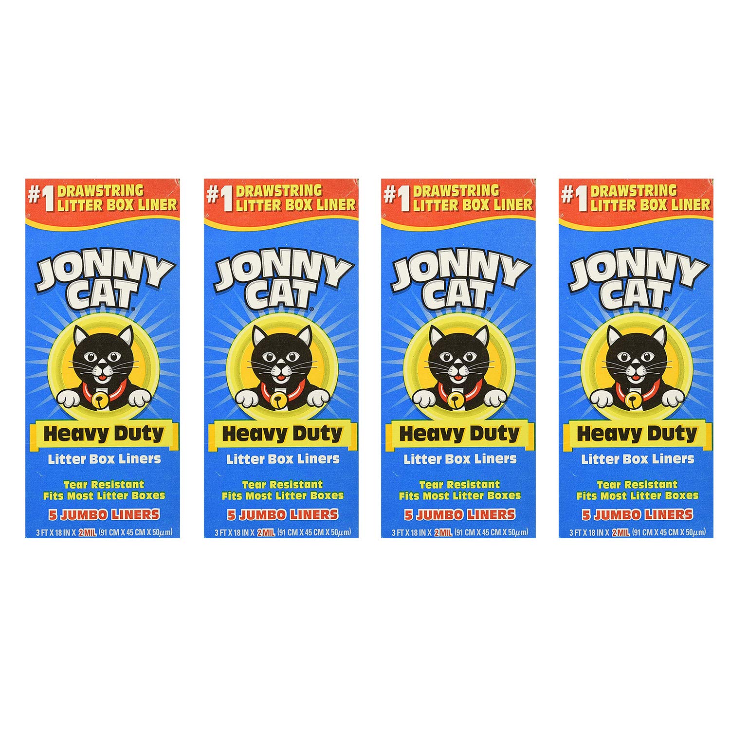 JONNY CAT Cat Litter Box Liners - 10 Count (2 Pack of 5) Bulk 4 Pack (40 Total Liners) | Odor Control & Easy Cleanup for Litter Boxes | Perfect for Multi-Cat Homes & Travel Use