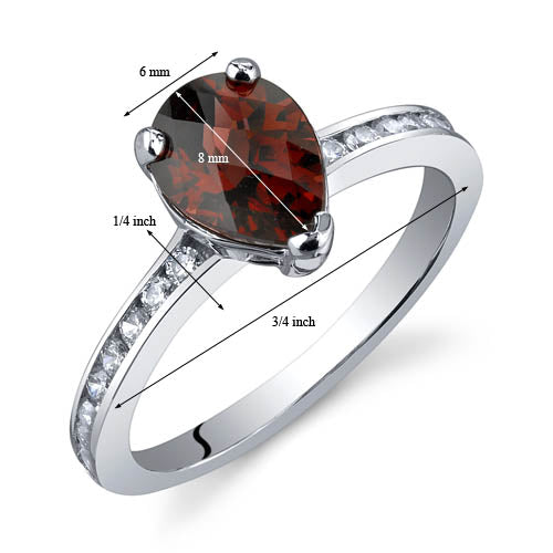 1.25 Carat Pear-Shaped Garnet Ring in Sterling Silver - Size 6 | Elegant Birthstone Jewelry for Women, Perfect for Anniversary Gifts & Special Occasions
