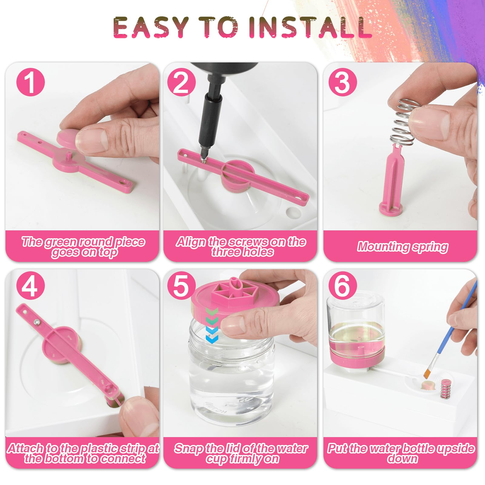 Premium Paint Brush Cleaner & Makeup Brush Cleaner Kit with Rinse Cup - 4-in-1 Paint Water Dispenser Station for Acrylic, Watercolor & Oil Painting - Includes 4 Pens, Pen Holder & Paint Tray - Perfect for Artists & Makeup Enthusiasts at Home or Studio