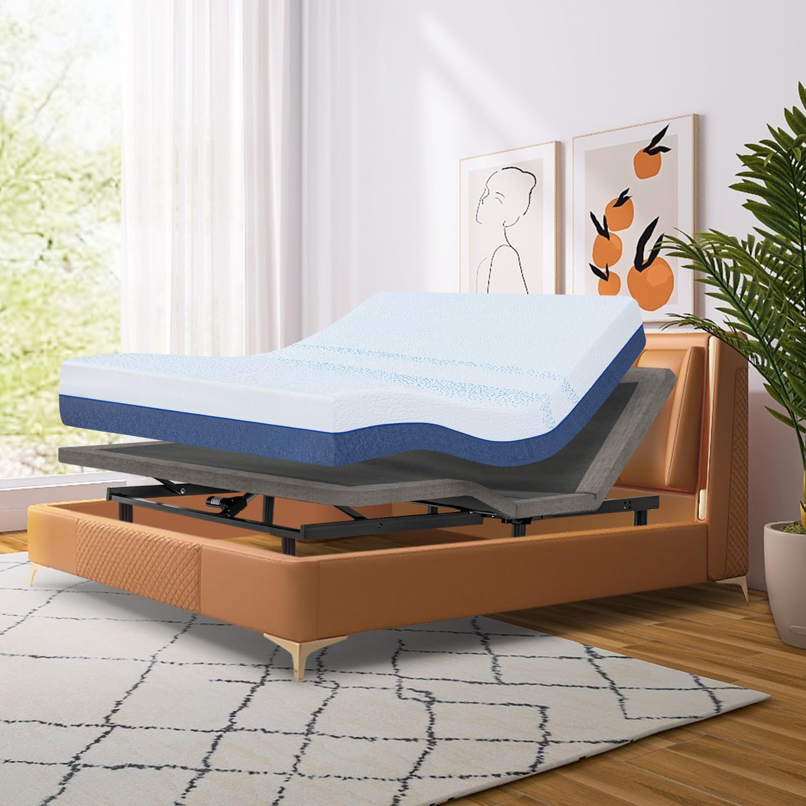 Twin XL Adjustable Bed Base with 12 Inch Gel Memory Foam Mattress - Medium Firm Mattress in a Box, Wireless Remote Control, Head/Foot Lift Electric Smart Bed Frame - Perfect for Back Pain Relief, Reading & Watching TV in Bed