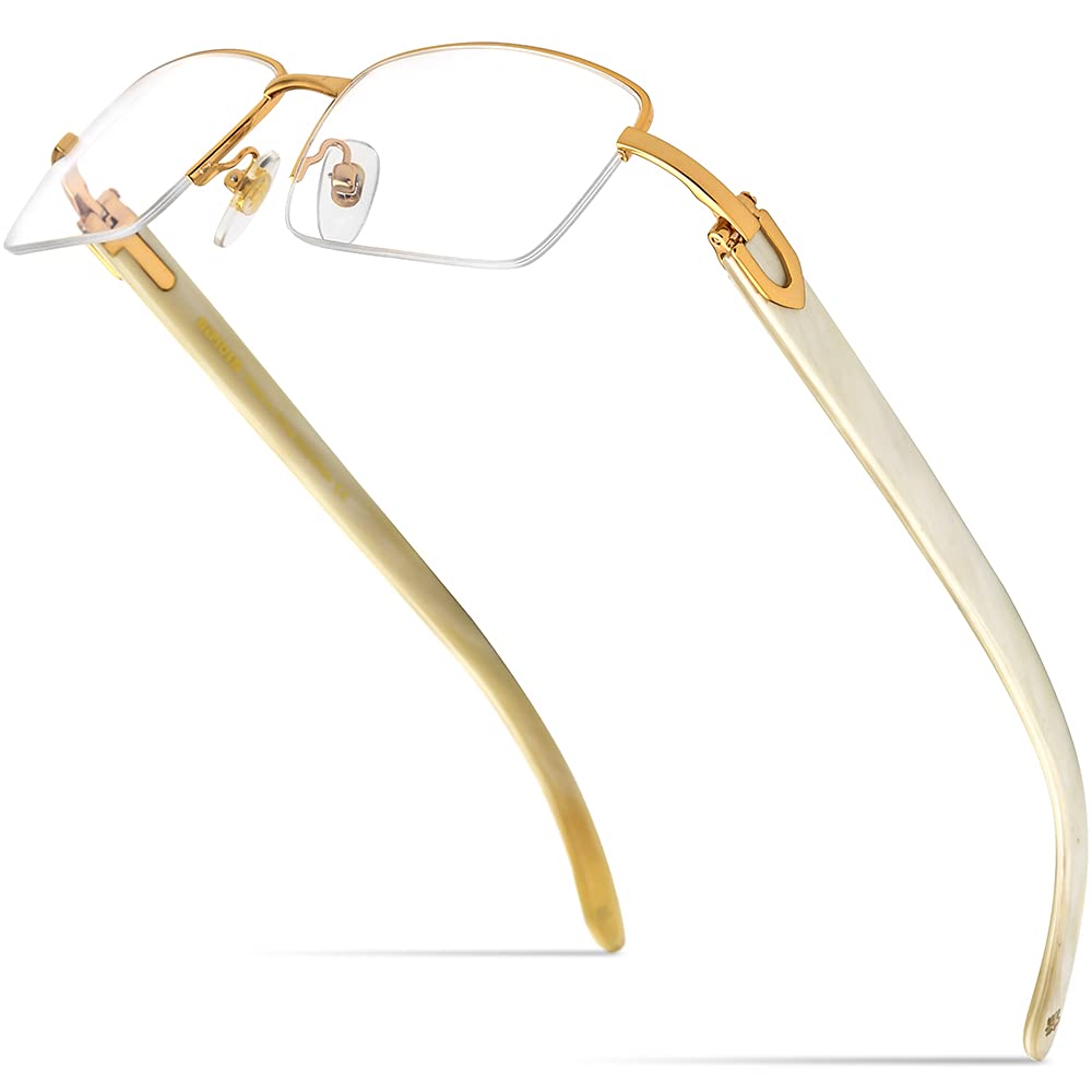 HEPIDEM 100% Genuine Buffalo Horn Handmade Square Rimless Luxury Sunglasses - UV Protection, Lightweight & Durable for Outdoor Activities, Driving, Beach & Fashion Accessories