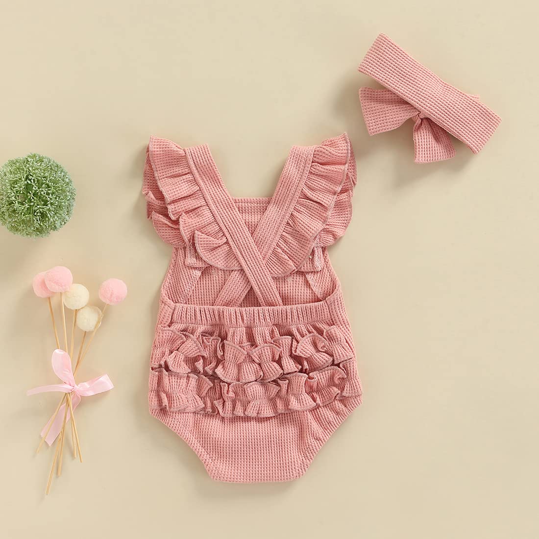 Boho Baby Girl Romper - Cotton Linen Straps Bodysuit Top for Newborns | Summer Outfits for Girls | Perfect for Beach, Park & Family Photos