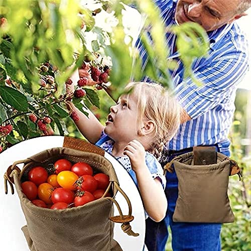 Durable Canvas Fruit Picking Bag - Multi-Purpose Outdoor Storage Pouch for Harvesting, Shell Collecting & Accessories (Brown) - Perfect for Gardening, Beachcombing & Camping Trips