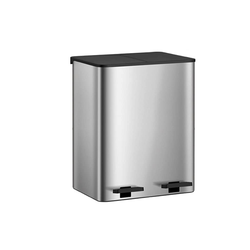 Stainless Steel Step Trash Can with Silent Soft-Close Lid - Large Capacity Kitchen & Office Garbage Bin for Recycling - Perfect for Indoor Use in Home, Office, or Restaurant