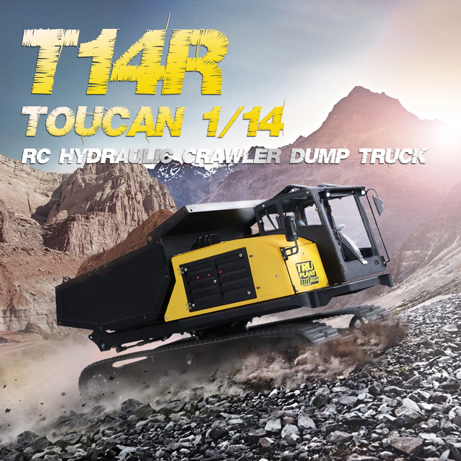 1/14 Scale Metal RC Hydraulic Crawler Dump Truck - T14R Radio Controlled Construction Vehicle with Tracked Tipper, RTR, Light & Sound Effects - Perfect for Construction Site Play, STEM Learning, and RC Hobby Enthusiasts