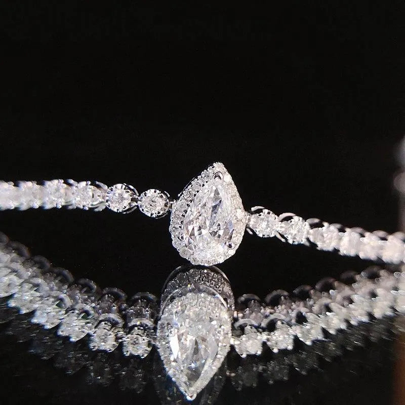 18K White Gold Diamond Bracelet for Women - Real Natural Diamonds, Luxury Minimalist Engagement Jewelry - Perfect for Parties, Weddings & Special Occasions