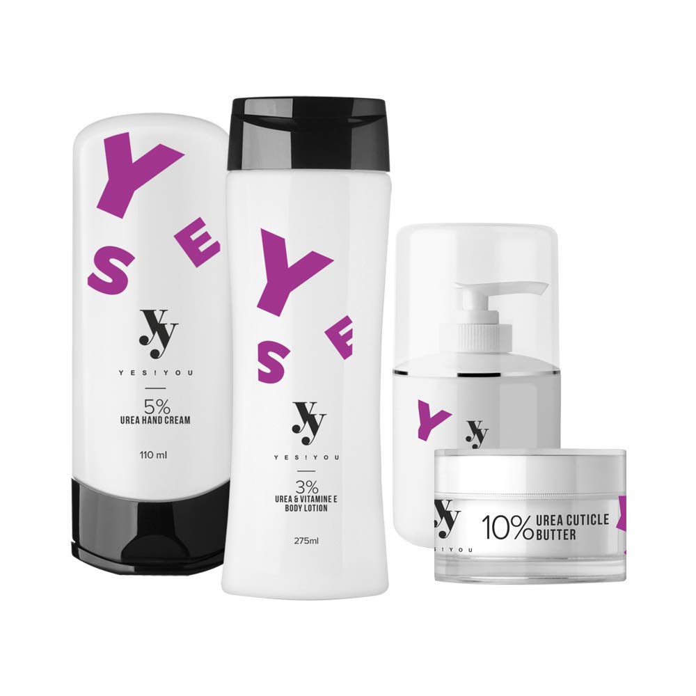 Yes!You Urea Body Care Set - Moisturizing Hand Cream, Foot Cream, Body Lotion & Cuticle Butter (4-Piece Kit) | Dry Skin Relief for Hands, Feet & Body | Perfect for Winter Care & Cracked Heel Treatment
