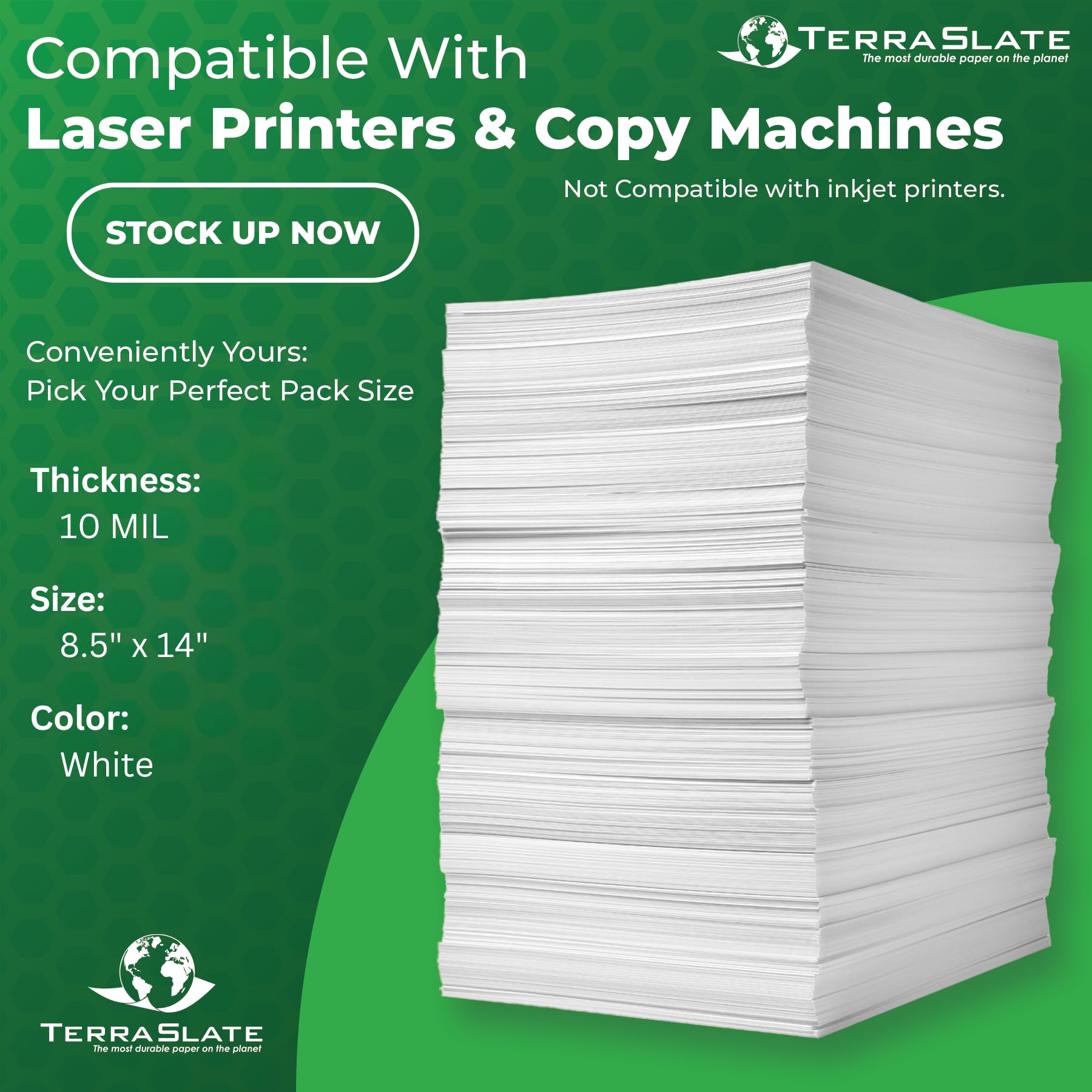 Waterproof Laser Printer Paper - 10 MIL Thick, 8.5