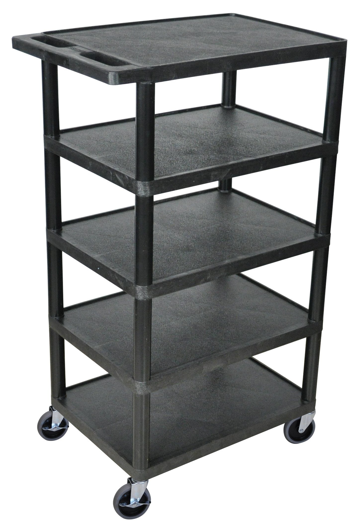 Luxor 5-Tier Black Utility Cart with Wheels - Heavy Duty Rolling Storage Cart for Kitchen, Office, Bathroom, Garage Organization