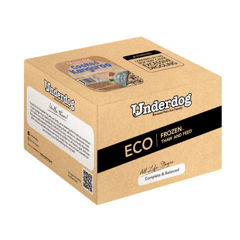 Premium Underdog Cooked Kangaroo Fresh Frozen Dog Food 3kg - Grain-Free High-Protein Meal for Active Dogs & Pets with Sensitive Stomachs | Perfect for Training Treats, Raw Diet Transition & Allergy Relief