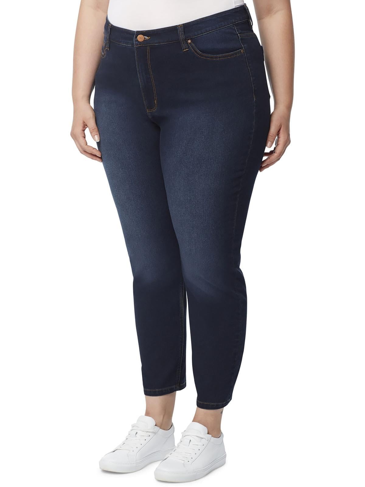 Jones New York Women's Plus Size High Rise Skinny Ankle Jeans in Onyx - Comfortable Stretch Denim Pants for Work, Casual & Night Out