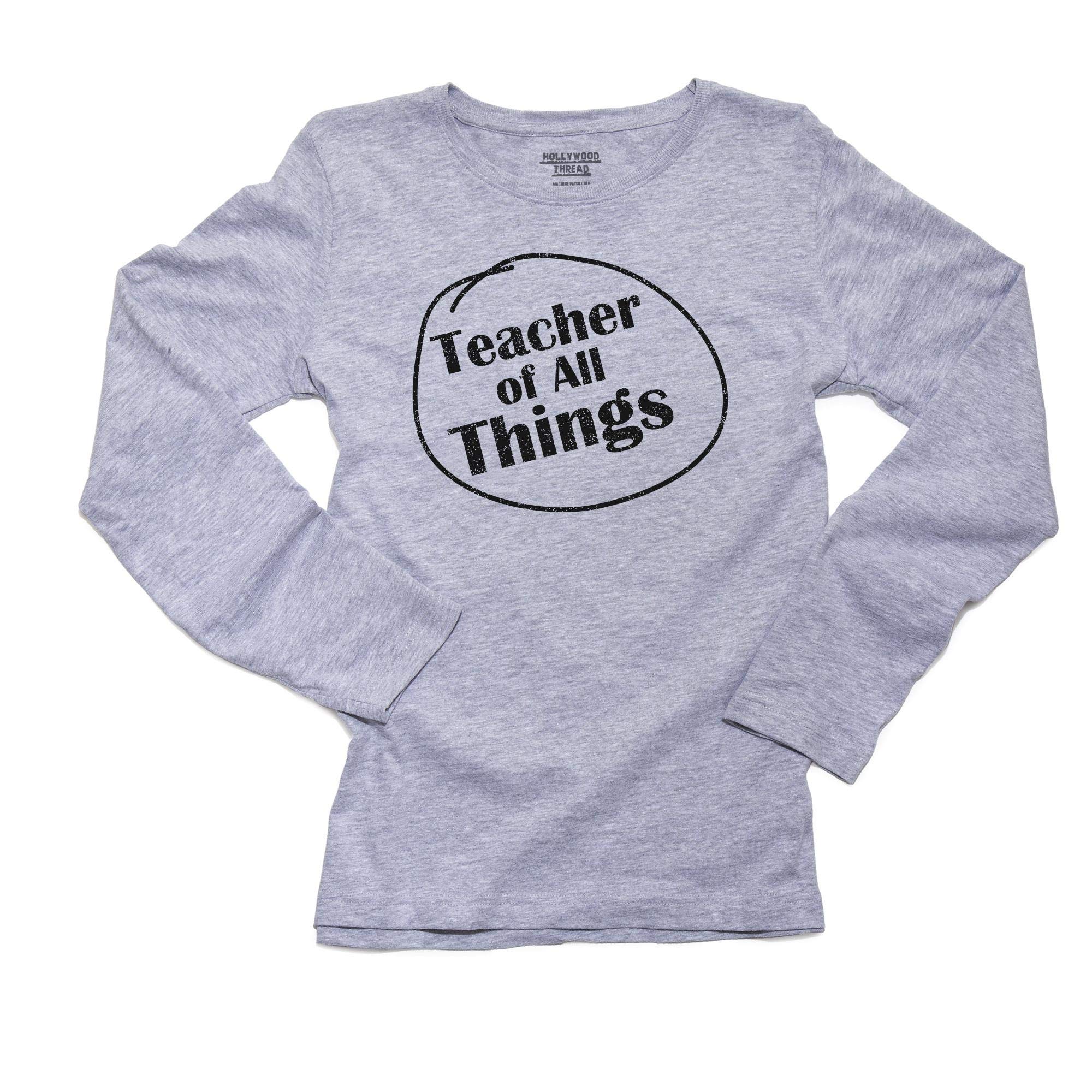 Funny Women's Long Sleeve T-Shirt - Thing 1 & 2 Teacher Design - Hollywood Thread - Perfect for Halloween, Cosplay & Dr. Seuss Fans
