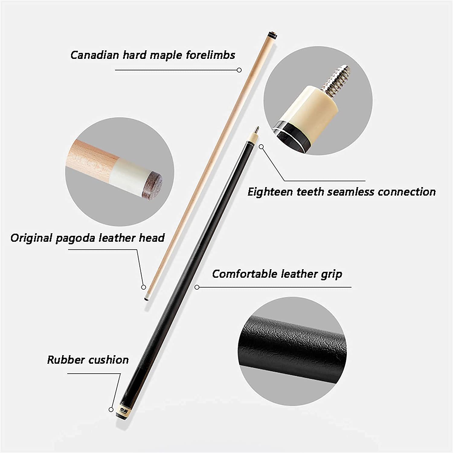 Premium 57-Inch Maple Pool Cue Stick - Handmade 19oz Billiard Cue with 1/2 Split Design (Middle/Big Head) | Professional Snooker & Pool Accessories Set | Perfect for Home Game Rooms, Bars & Competitive Play