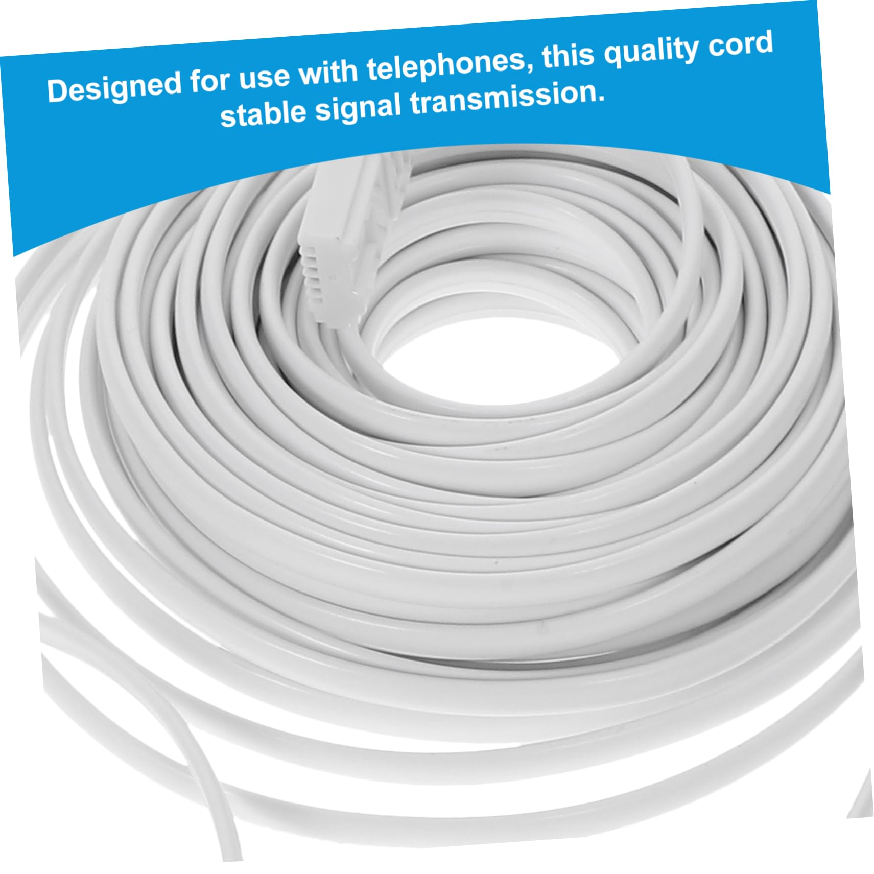 HOMSFOU 5-Pack British Telephone Cord - 10ft Phone Cable for Landlines, Extension Cord with PVC Coating, White - Perfect for Home, Office, and Retro Phone Setups