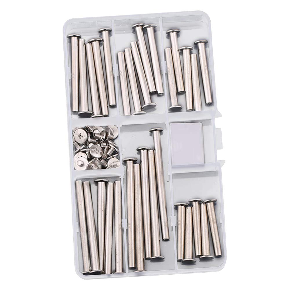 M5 Metal Cross Round Head Stud Screw Posts - Assorted Binding Screws Rivet Set Kit for Photo Album Decoration, Bookbinding, DIY Crafts & Leatherworking Projects