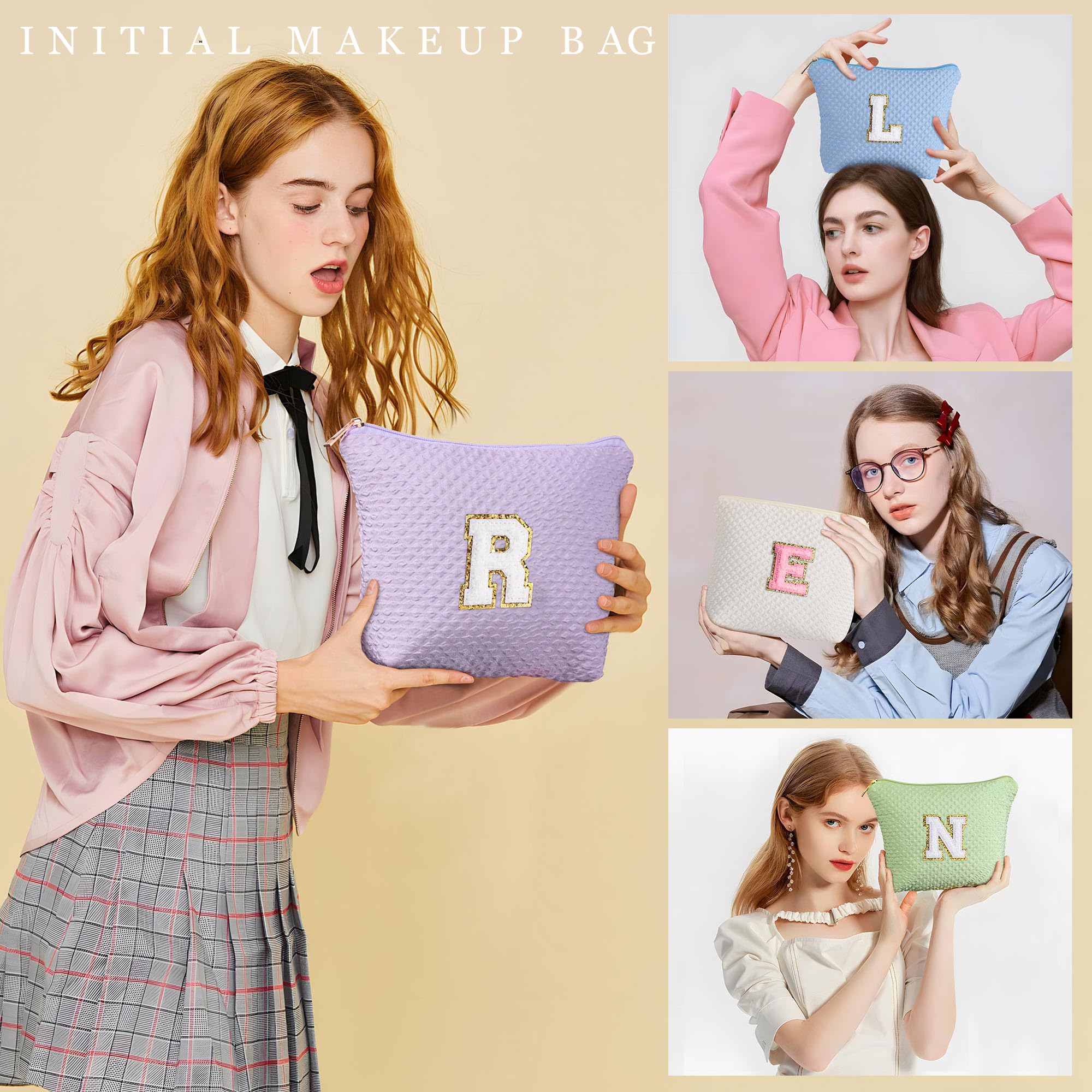 Personalized Monogram Initial Makeup Bag for Women & Teens - Cute Purple Cosmetic Pouch, Travel Toiletry Organizer | Perfect for Travel, Gym, Bridal Shower & Daily Makeup Storage