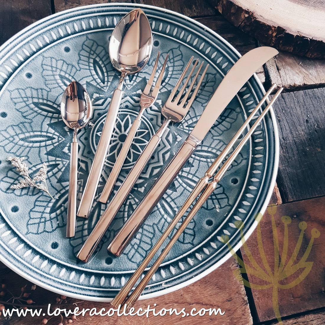 Claris Shiny Gold Ion Plated Stainless Steel SS304 Cutlery Set - Premium 18-Piece Flatware Collection for Fine Dining & Special Occasions