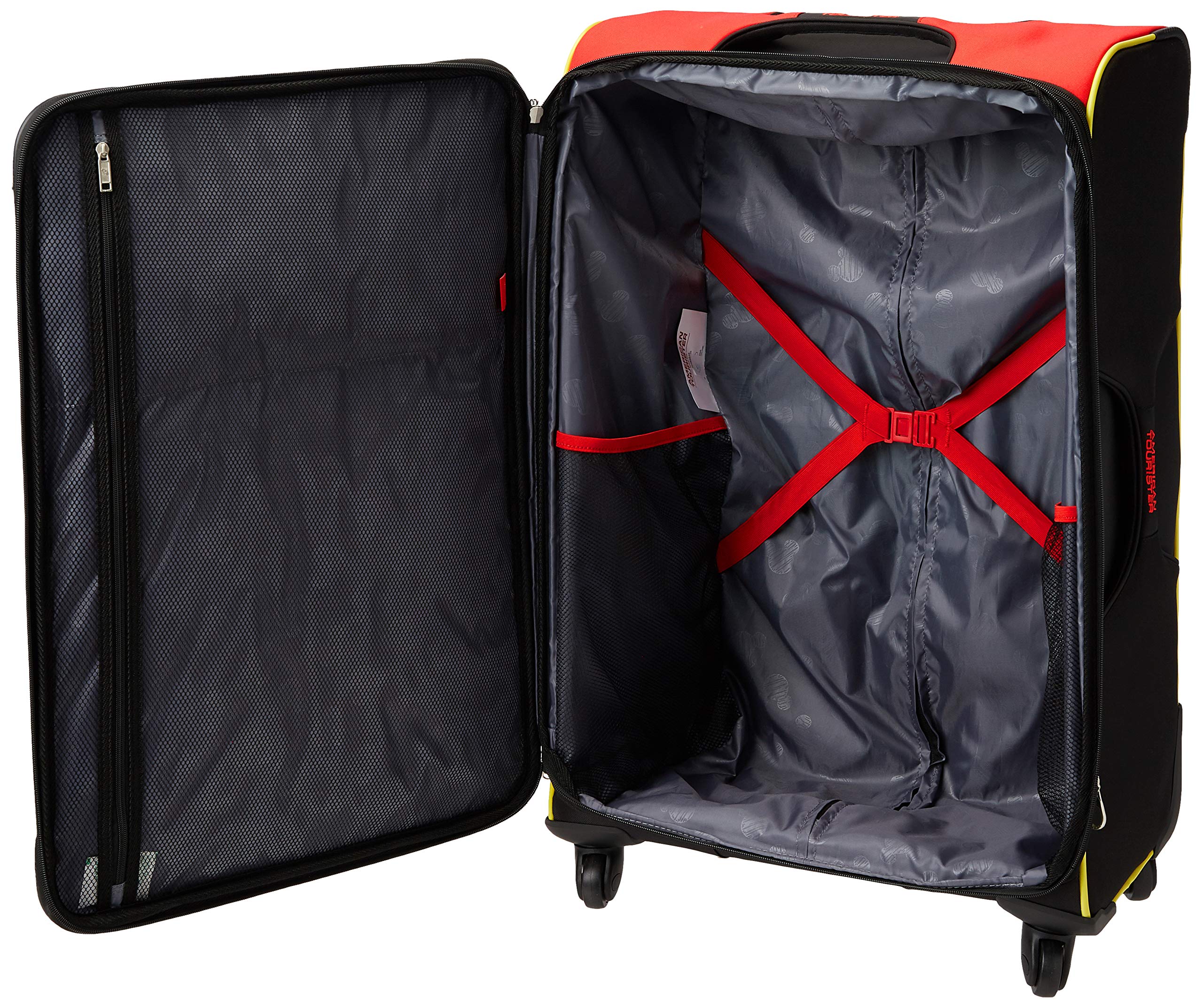 American Tourister Disney Softside Luggage with 360° Spinner Wheels - Mickey Mouse Design Large 28-Inch Checked Suitcase for Family Vacations, Business Trips & Air Travel