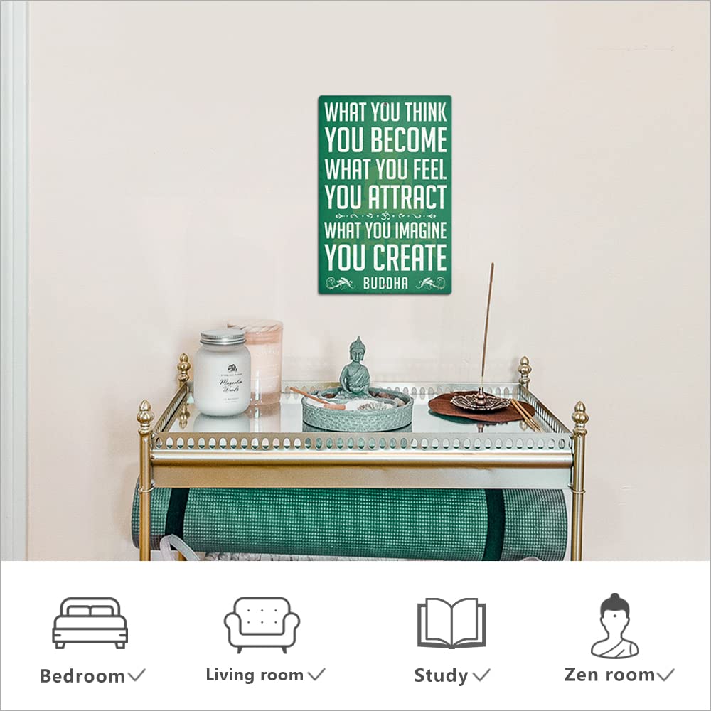 Buddha Wall Art - Zen Decor for Yoga & Meditation - 12x8 Inch Metal Sign
