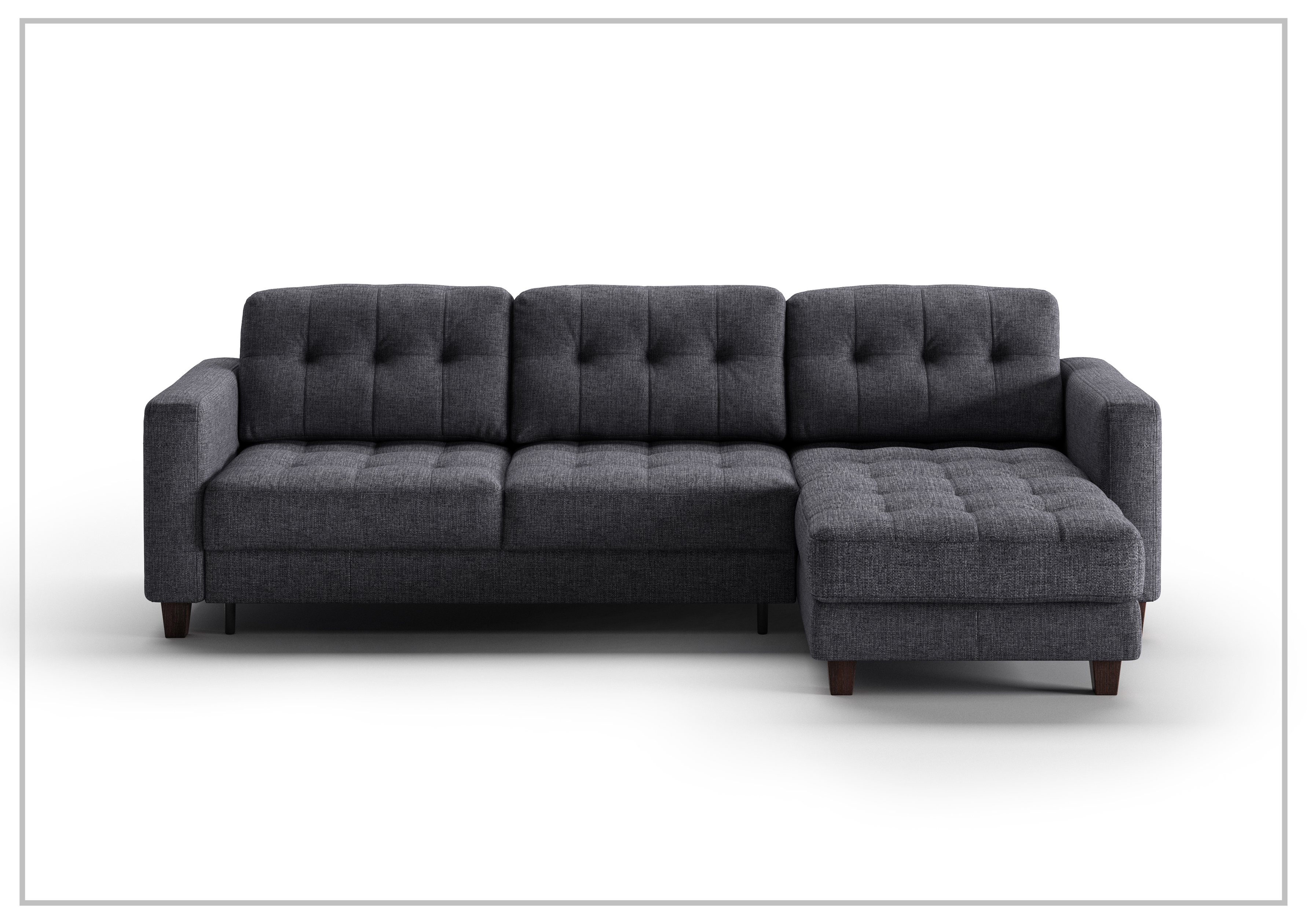 Luonto Noah Fabric 3-Seater Sectional Sofa Sleeper with Reversible Chaise - Modern Convertible Couch for Living Room, Guest Room & Small Spaces