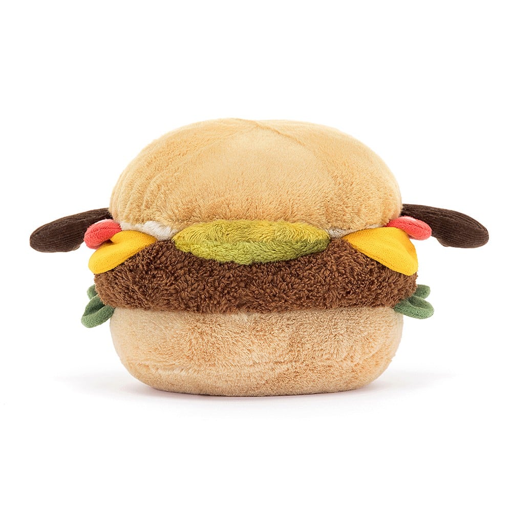 Amuseables Burger Plush Toy - Cute & Soft Hamburger Stuffed Animal for Kids & Adults - Perfect for Gifts, Room Decor, and Stress Relief
