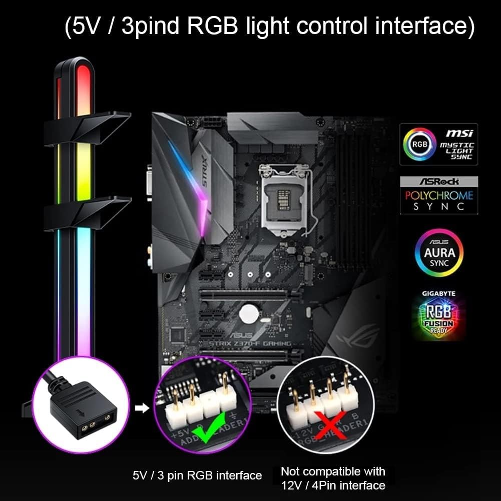 5V RGB LED Magnetic Headphone Stand - Vertical GPU Support Bracket with Adjustable Height for Gaming Headsets | Perfect for PC Gaming Setup & Desk Organization