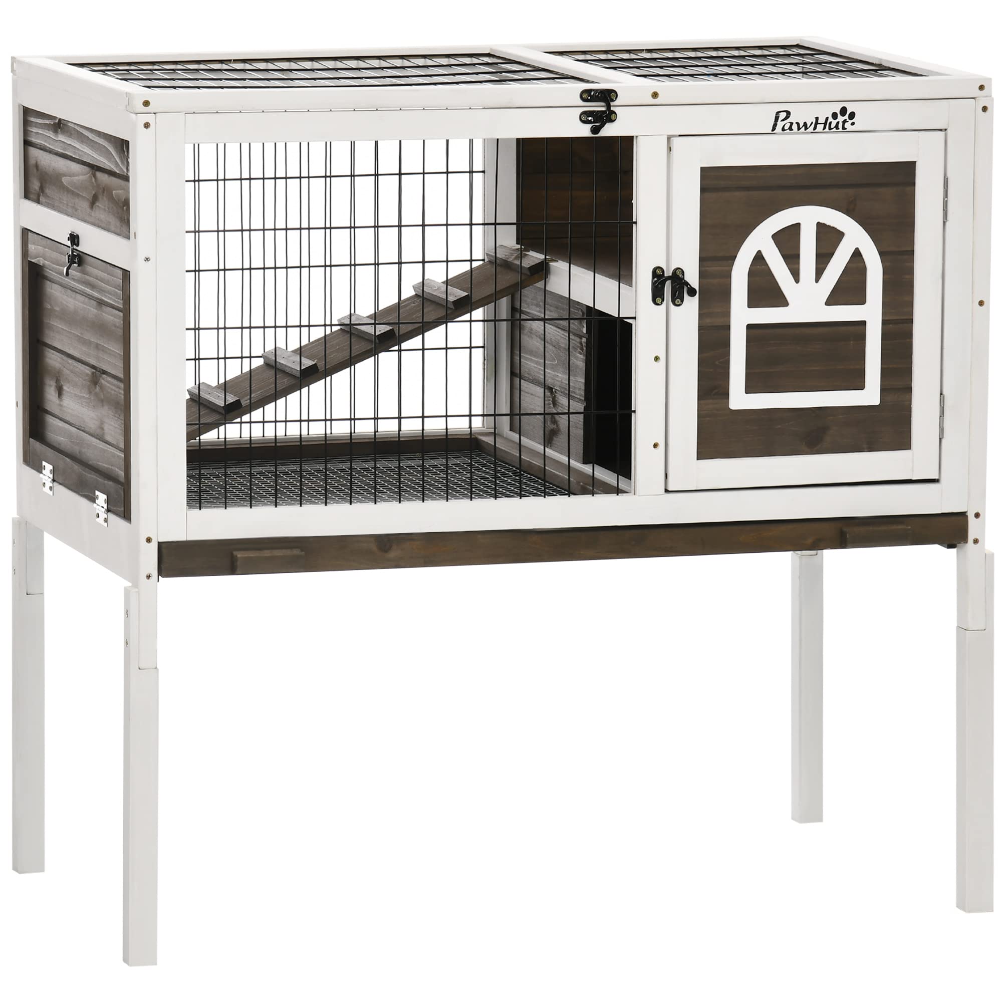 Premium Wooden Rabbit Hutch with Run & Fencing - 35.5