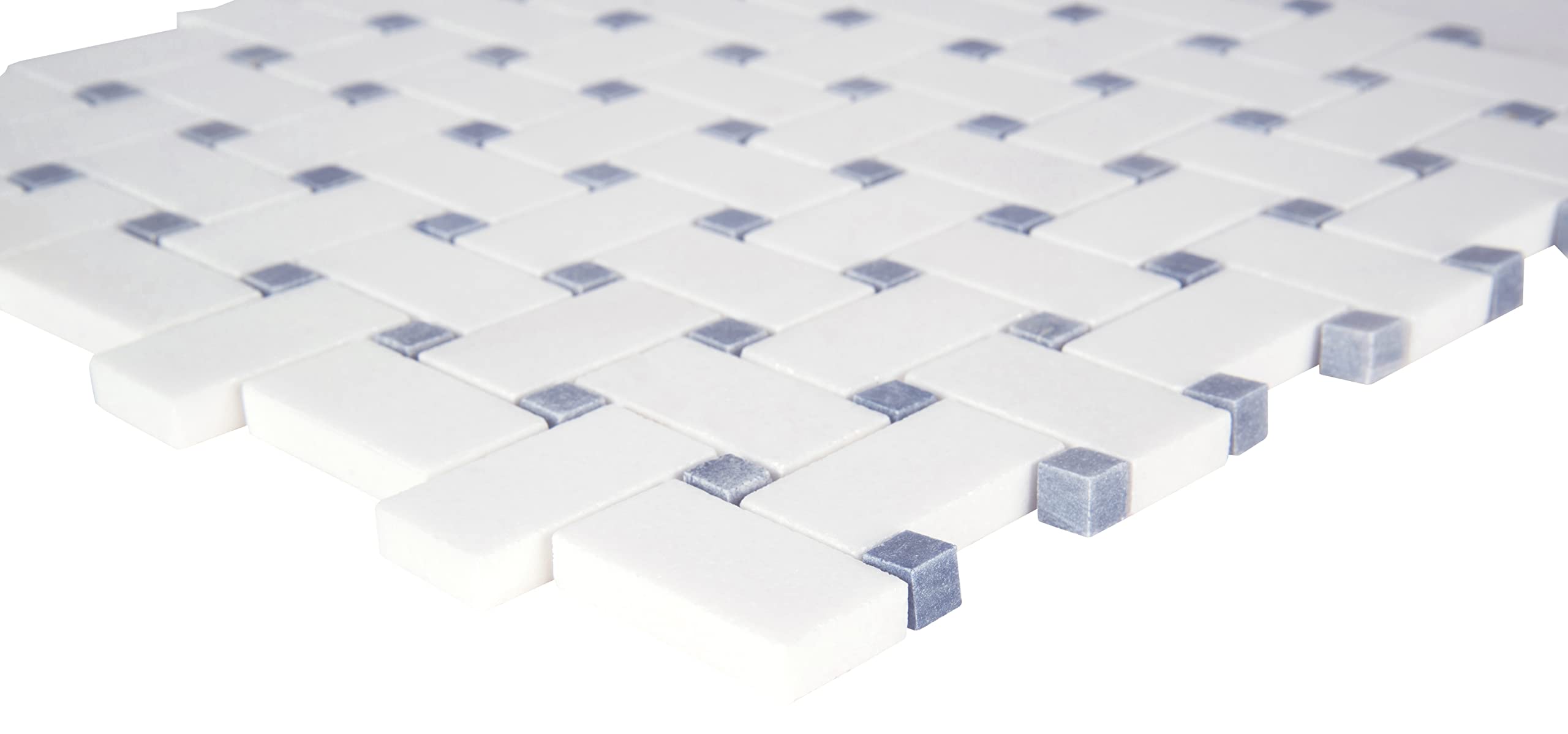 MSI Azula 12x12 Inch Polished Marble Basketweave Mosaic Tile - White Cool (AMZ-MD-00285) | Mesh-Mounted for Kitchen Backsplash, Bathroom Wall, Shower Tile | Waterproof & Easy to Clean for Modern Home Decor