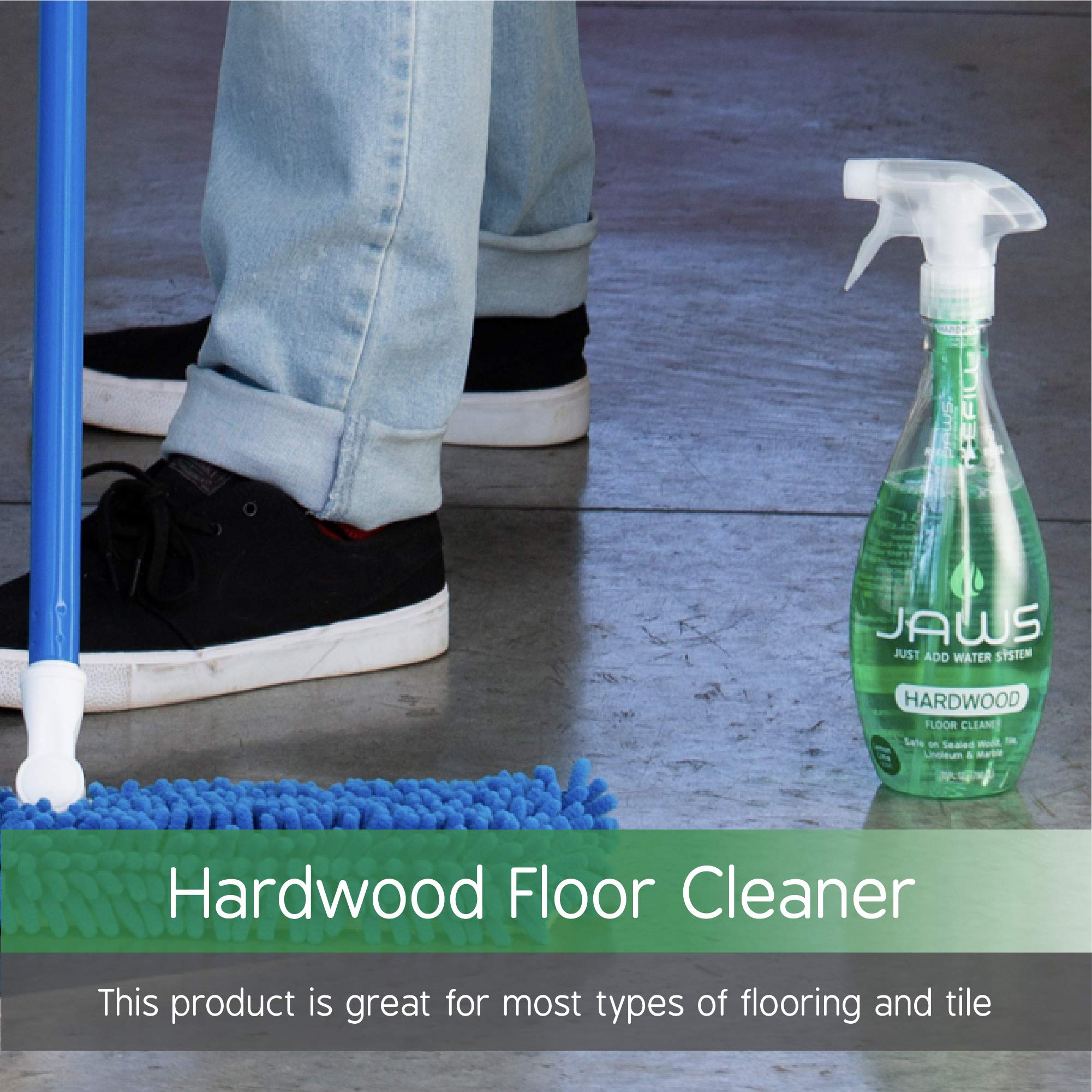 JAWS Cleaners Home Cleaning Kit - Multi-Surface Cleaner for Kitchen, Glass, Shower & Hardwood Floors | Includes 2 Refill Pods | Eco-Friendly Refillable Cleaning Supplies | Perfect for Daily Household Cleaning & Deep Cleaning Tasks