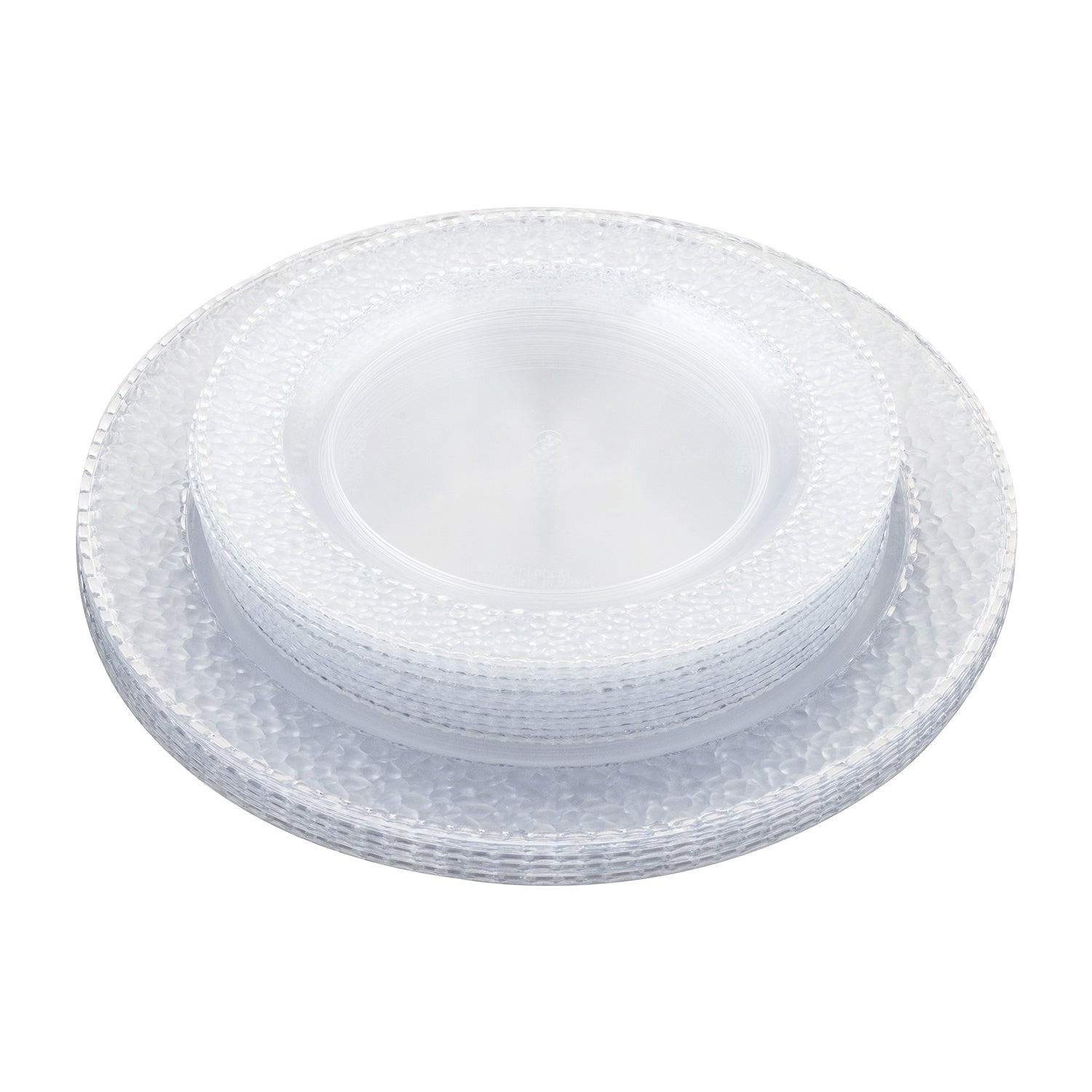 50ct Clear Crystal Silver Plates - Elegant Party Dinnerware for Weddings, Events & Special Occasions