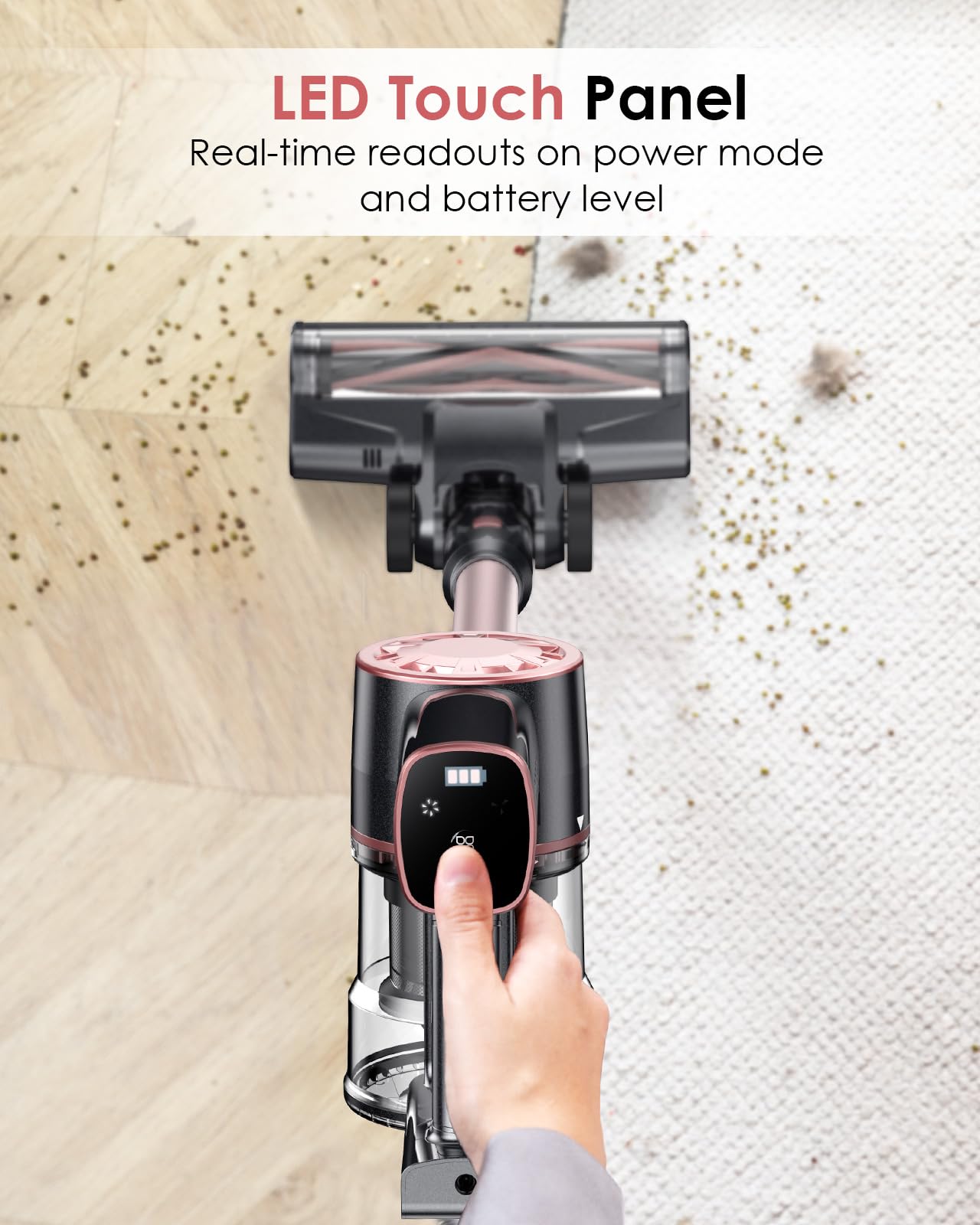 V8PRO Cordless Vacuum Cleaner - 25KPa Powerful Stick Vacuum with Self-Standing Design, 35Min Runtime, 6-in-1 Lightweight for Hardwood Floors & Carpet Pet Hair - Champagne | Perfect for Home Cleaning, Quick Pickup, Pet Owners & Allergy Sufferers