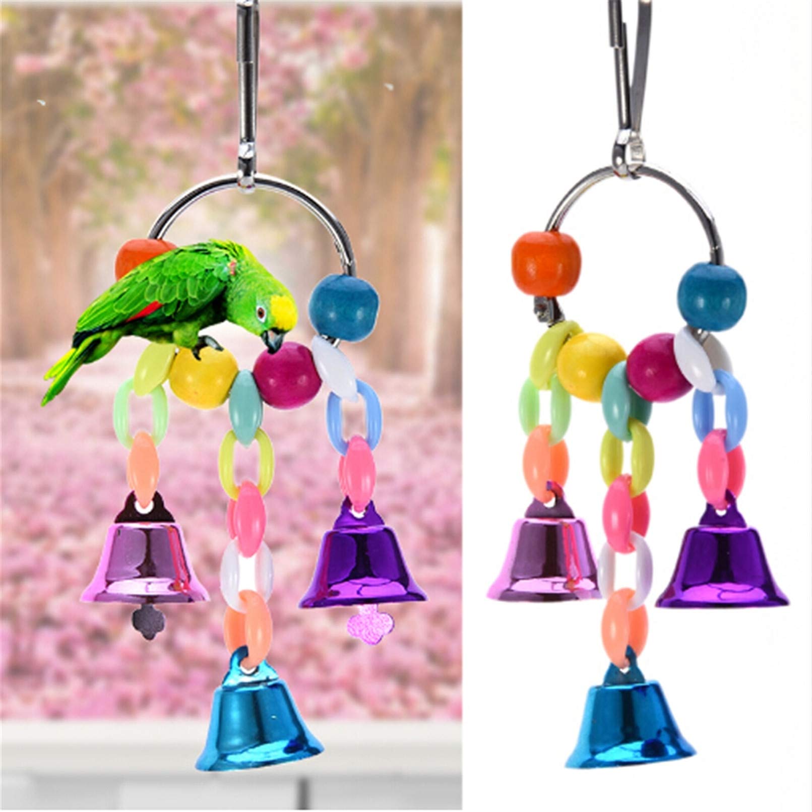 Botreelife Parrot Hammock Bell Toys - Fun Perches & Swing Hanging Toys for Budgies, Parakeets, Cockatiels, Conures & Love Birds | Perfect for Cage Play & Bird Enrichment Activities