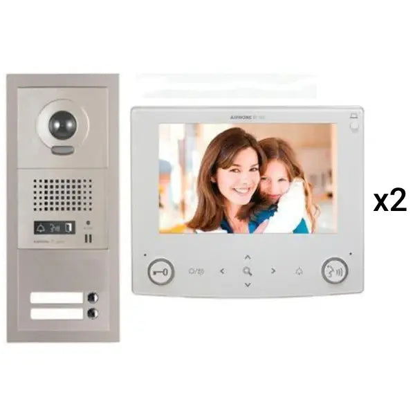 Aiphone GT 2V7 2-Apartment Video Intercom System with 7-Inch Monitor - Multi-Tenant Security Solution for Apartments & Condos (GT 1C7) - Perfect for Secure Entry Control & Visitor Management