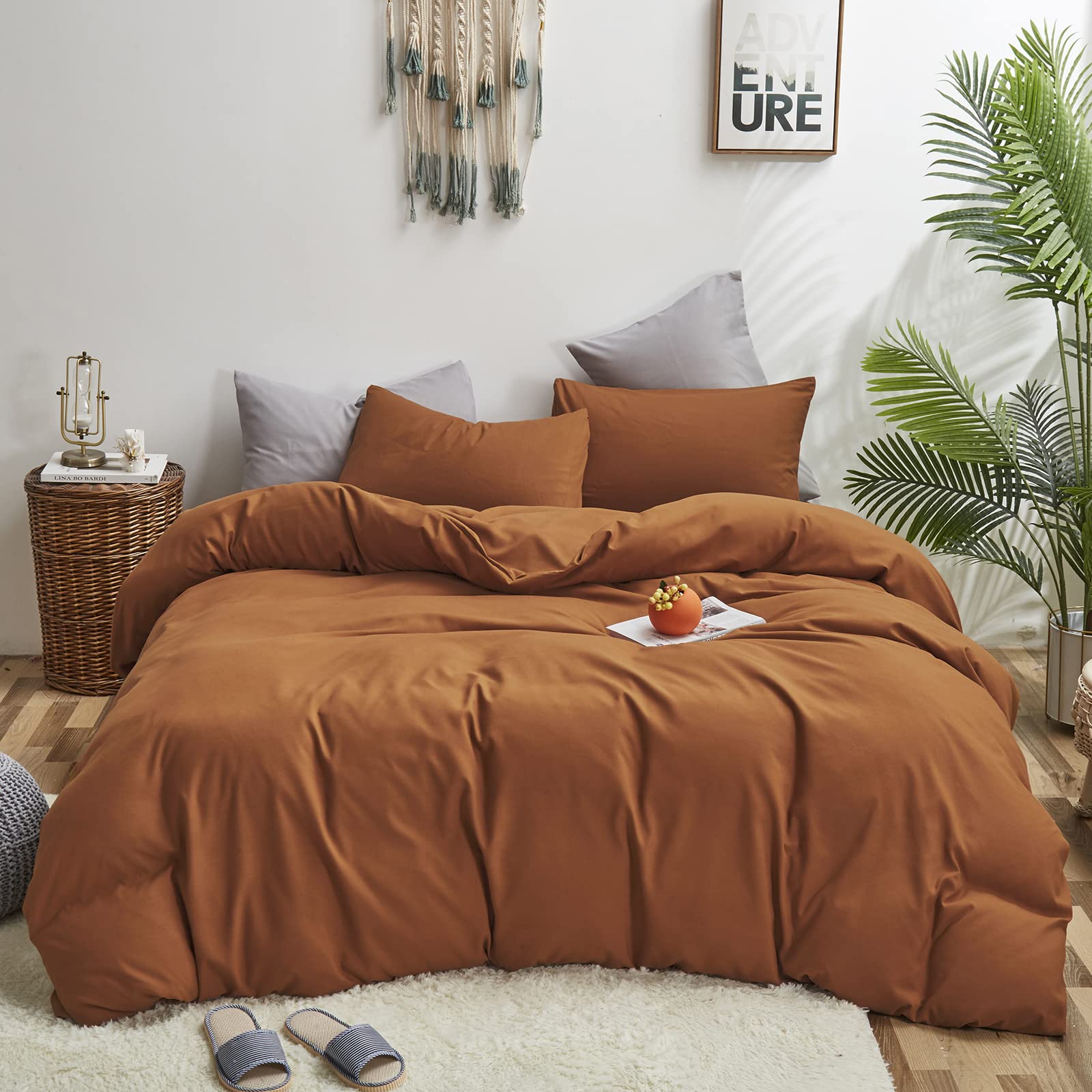 KAREVER Pumpkin Color Comforter Set - 3 Piece King Size Cinnamon Bedding Collection | Soft & Breathable Burnt Orange Comforter for Women & Adults | Perfect for Fall Decor, Cozy Bedroom Upgrade & Seasonal Home Styling
