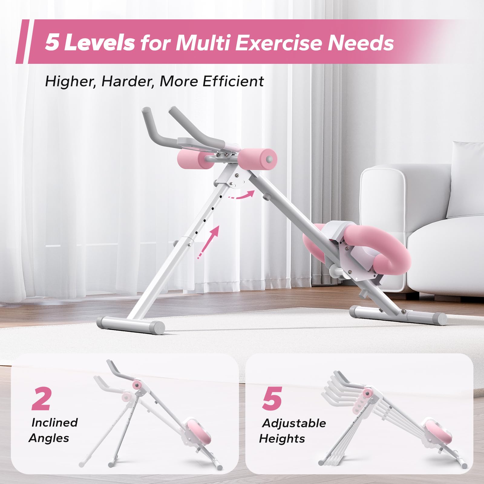 MERACH Ab Machine - Adjustable Ab Trainer for Home Gym, Foldable Abdominal Workout Equipment with Knee Protection for Core & Stomach Exercises | Perfect for Home Fitness, Strength Training & Toning Abs