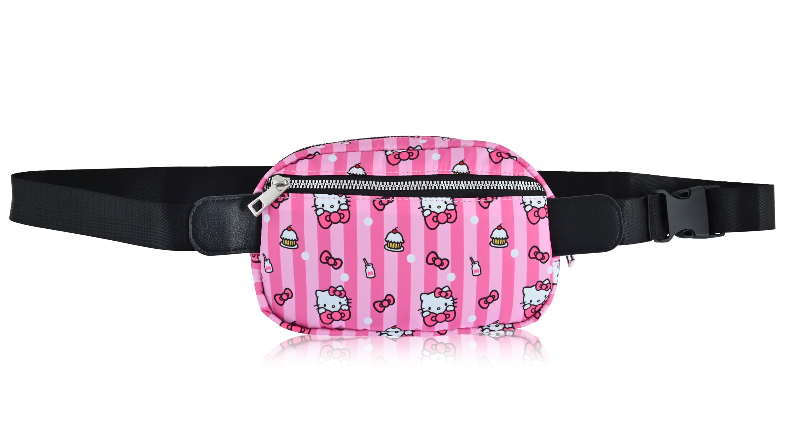 Sanrio Hello Kitty Crossbody Bag for Women - Stylish Fanny Pack Belt Bag with Buckle | Lightweight Travel Essential & Everyday Purse for School, Shopping, and Outings