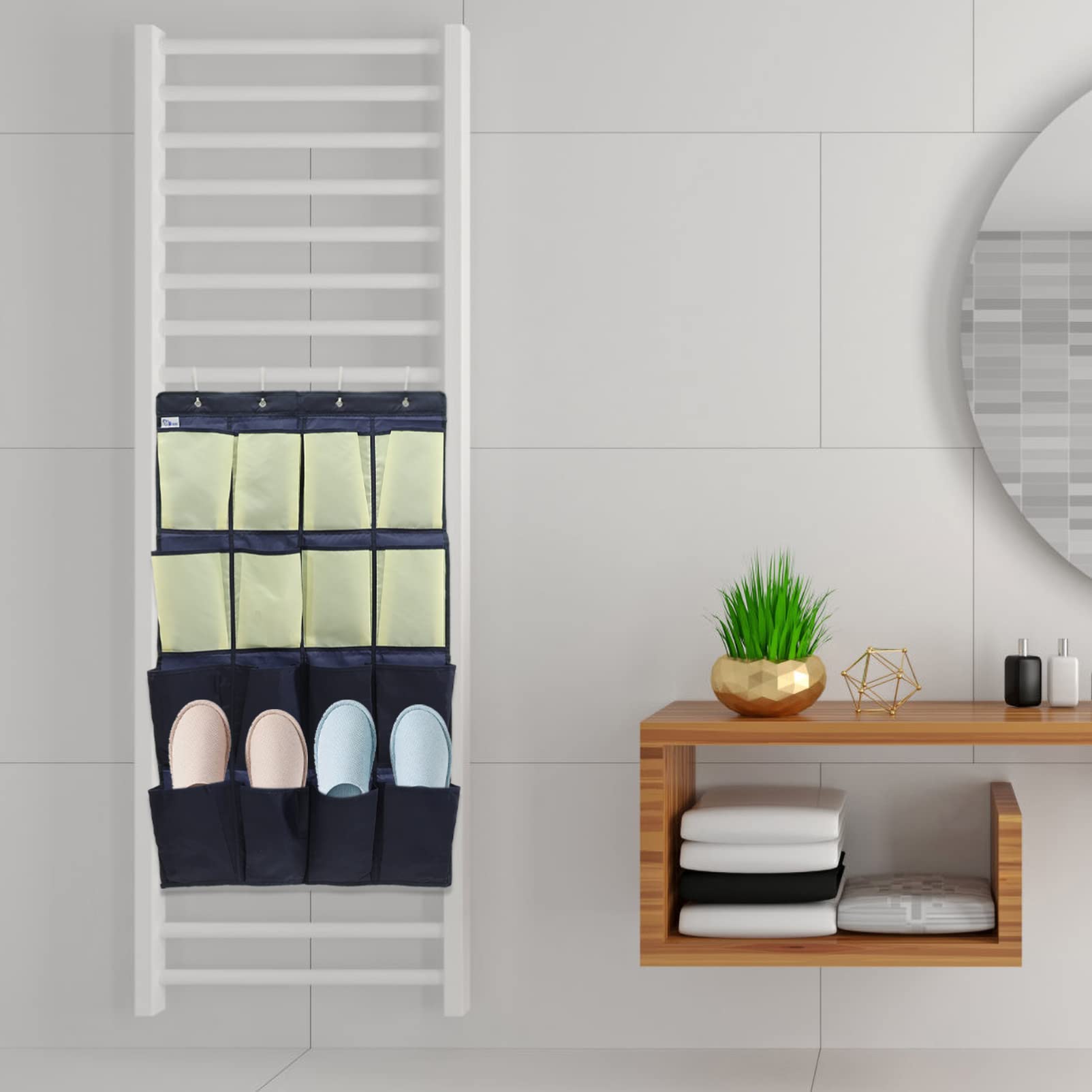 TOPBATHY Over The Door Shoe Organizer - 24 Pocket Hanging Shoe Storage Bag for Closet, Oxford Cloth Shelf & Door Organizer - Perfect for Bedroom, Entryway, and Dorm Organization