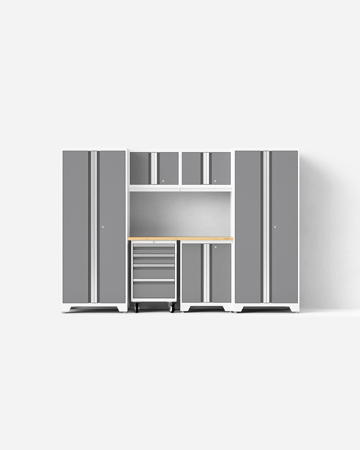 Adam's x NewAge Bold Series 7-Piece Heavy Duty Metal Cabinet Set for Garage Storage & Workshop Organization - Perfect for Tools, Equipment & DIY Projects