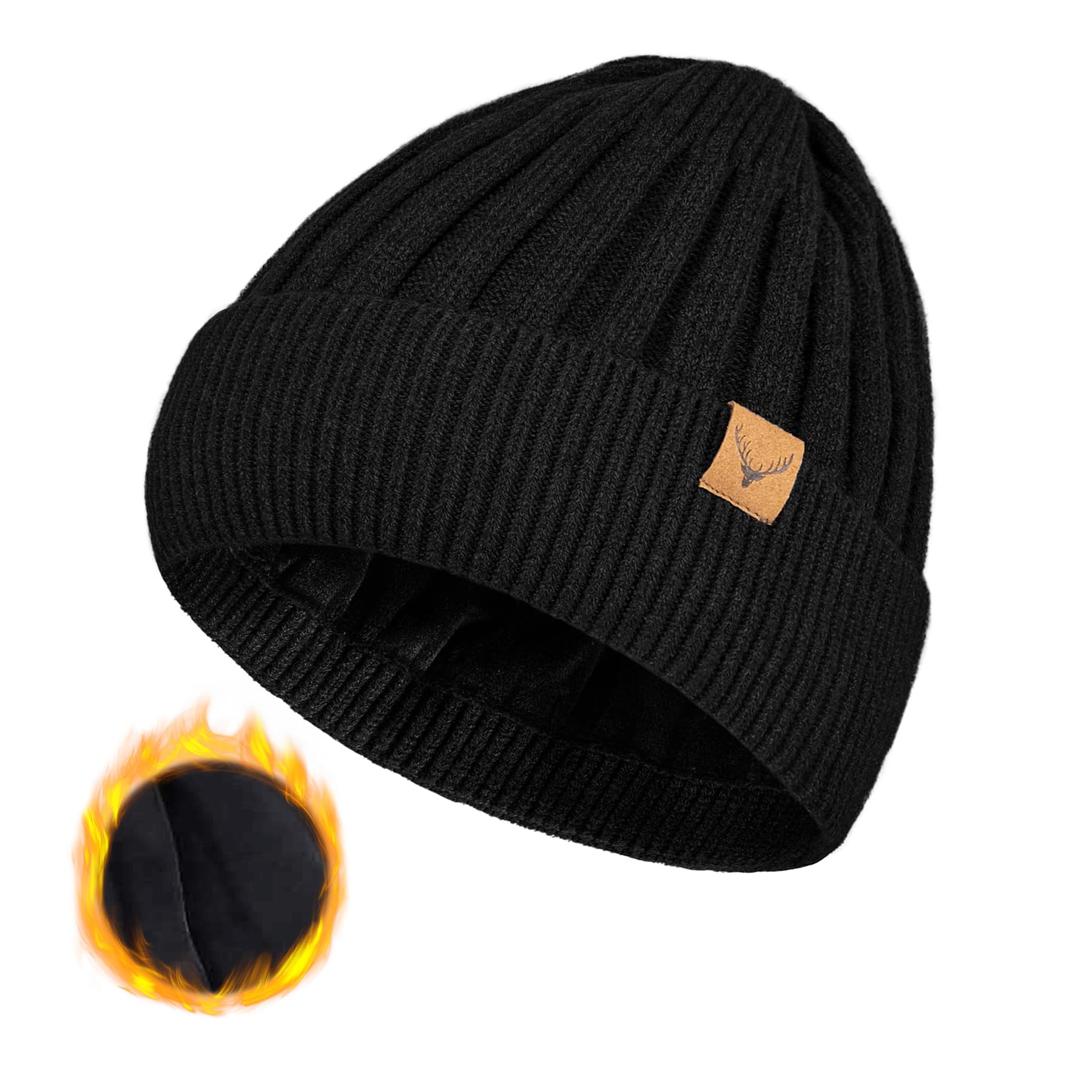 NEOLA Men's Thermal Winter Beanie Hat - Soft Knitted Trawler Cap with Cuff, Warm Fleece Lined Skull Cap for Cold Weather - Perfect for Skiing, Snowboarding & Outdoor Activities