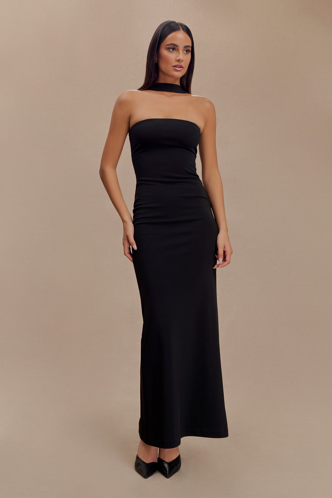 Velma Halter Collar Maxi Dress for Women - Elegant Black Summer Evening Gown for Parties, Weddings & Date Nights
