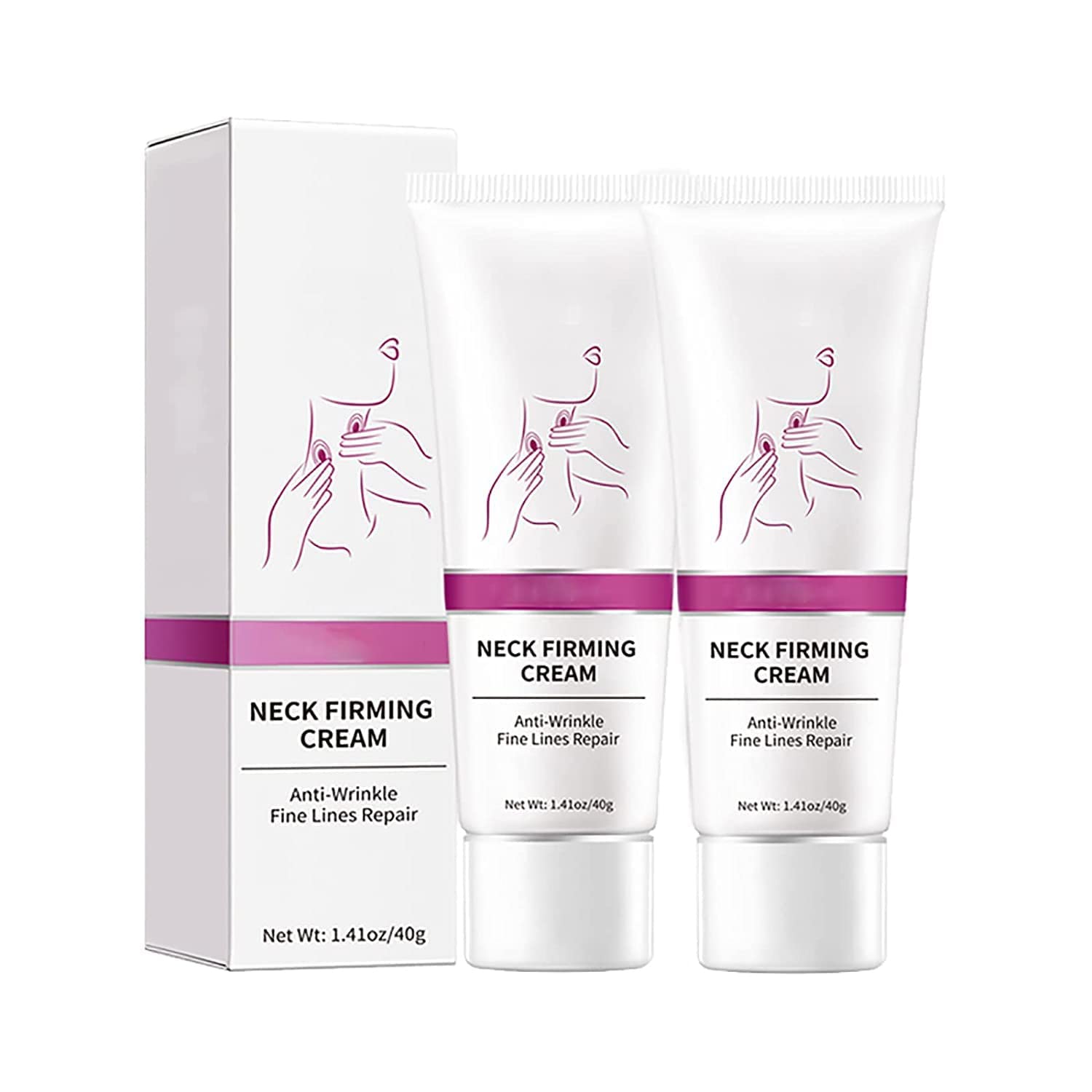 LuximPlus Neck Firming Cream with Hydrolyzed Collagen - Anti-Aging Moisturizer for Tightening & Lifting Sagging Skin on Face & Neck - 2 Pack - Perfect for Daily Skincare Routine & Nighttime Rejuvenation