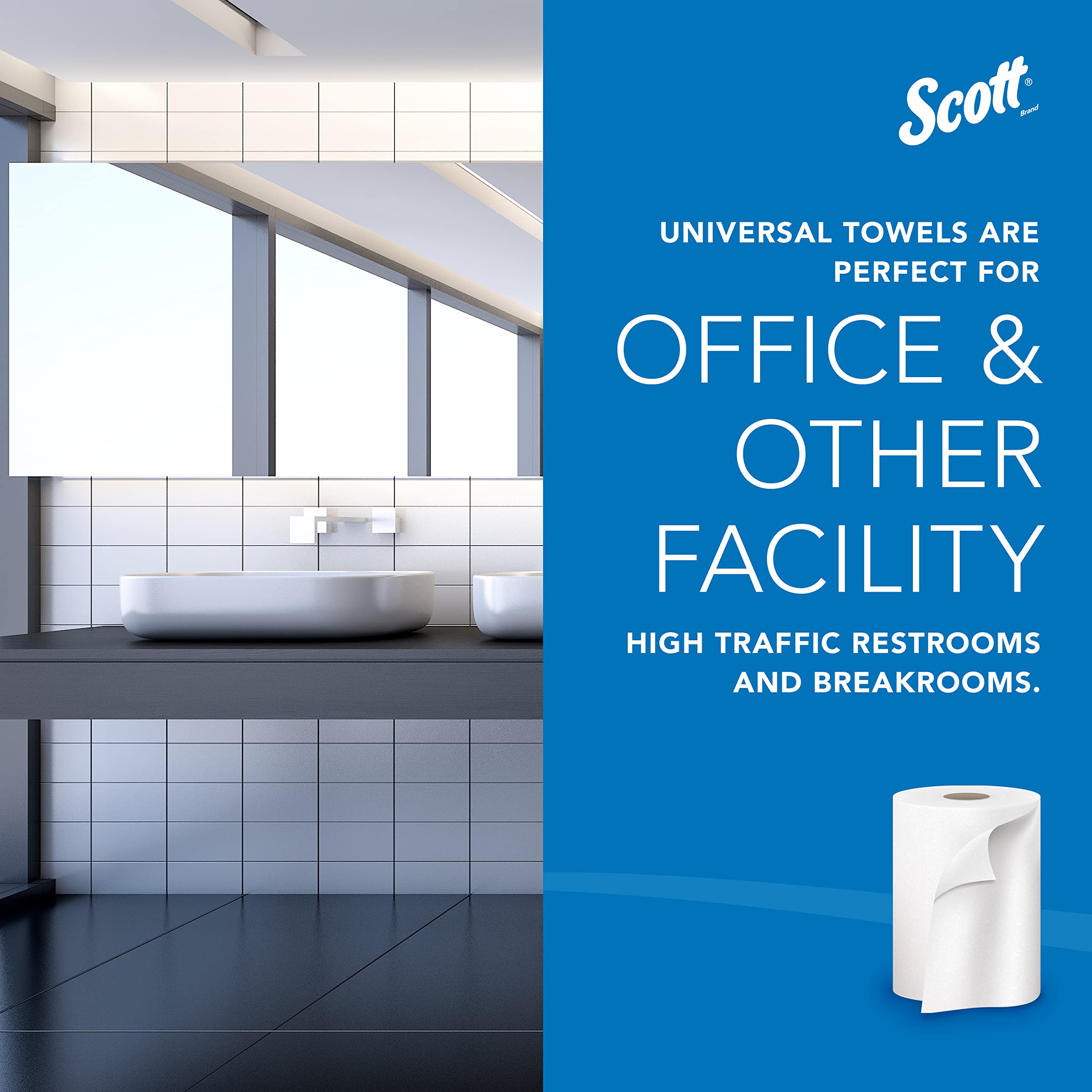 Scott Professional Essential Universal High-Capacity Hard Roll Paper Towels - 12 Rolls (1,000' Each) | 1.5